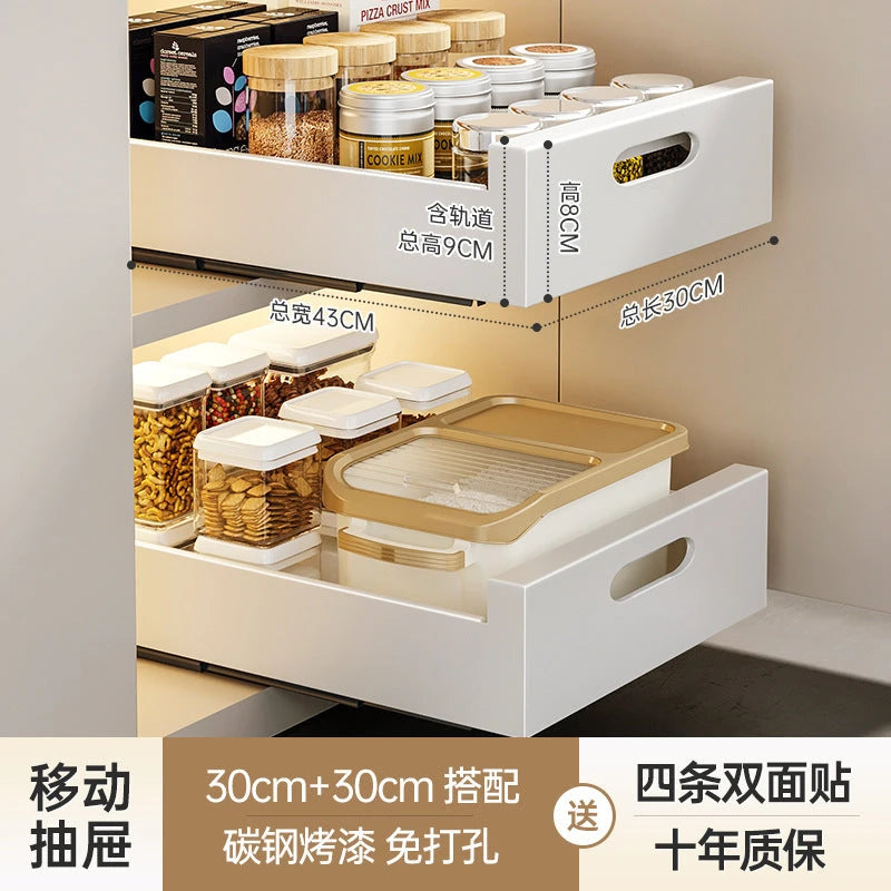 Pull-Out Kitchen Drawer Storage Rack