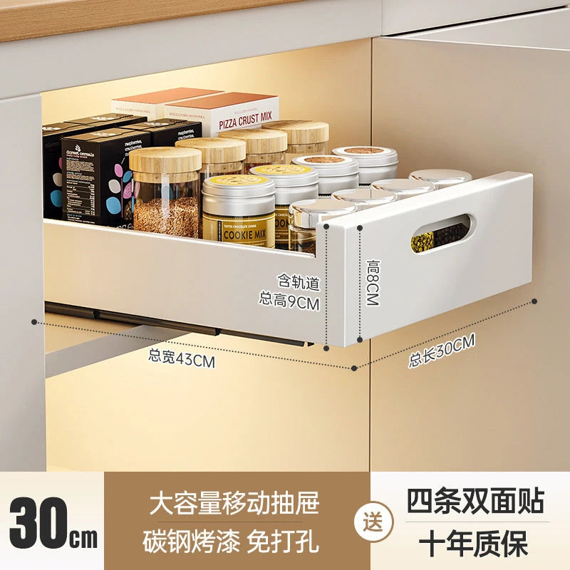 Pull-Out Kitchen Drawer Storage Rack