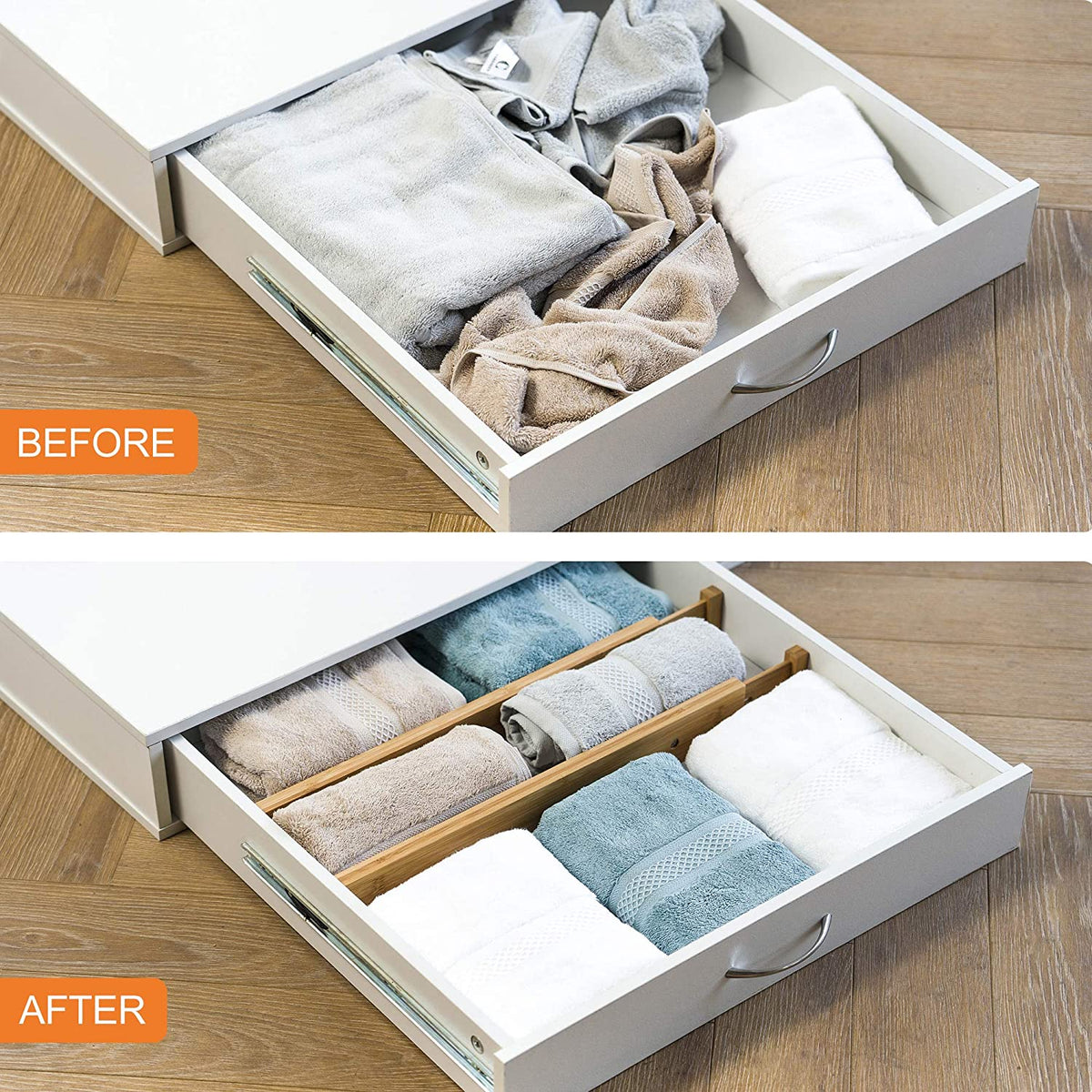 Bamboo Telescopic Drawer Divider for Organizing