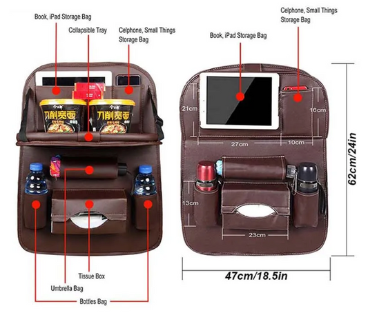 Car Seat Organizer with Foldable Table