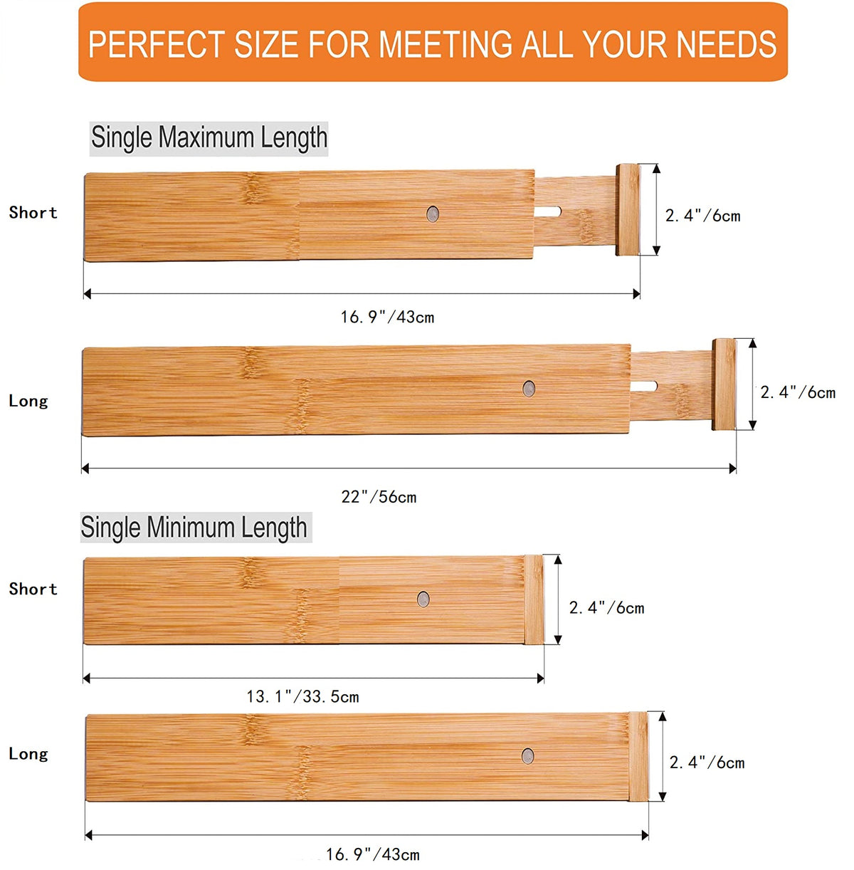 Bamboo Telescopic Drawer Divider for Organizing