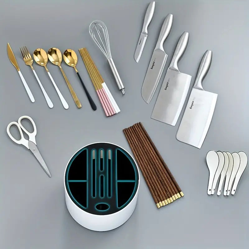 Rotating Knife Rack and Kitchen Storage Organizer