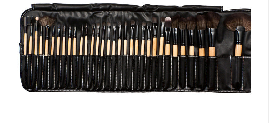 32-Piece Black Synthetic Fiber Makeup Brush Set