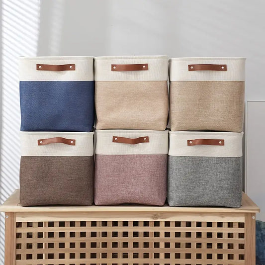 Large Fabric Storage Basket with Handles for Organizing