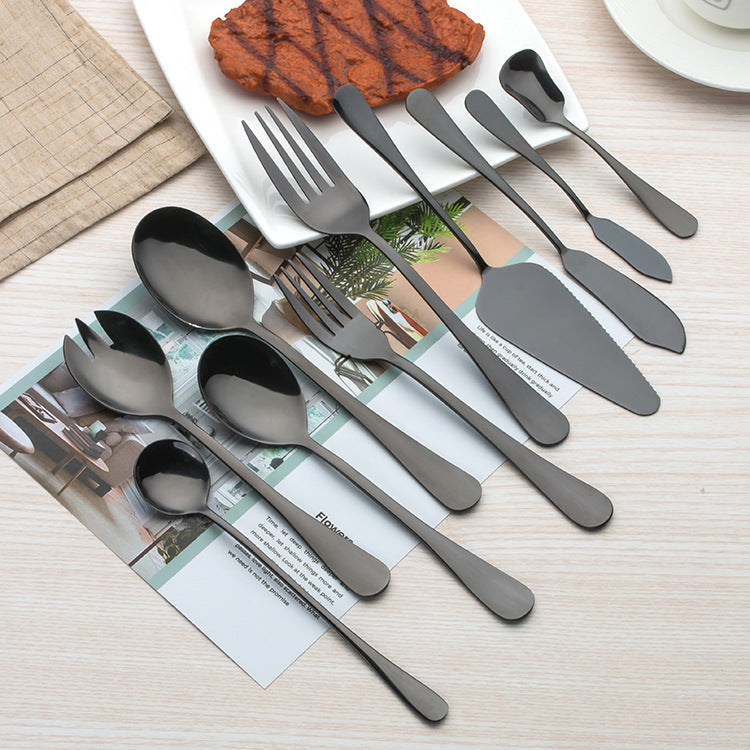 Black Stainless Steel Western Cutlery Spoon Set