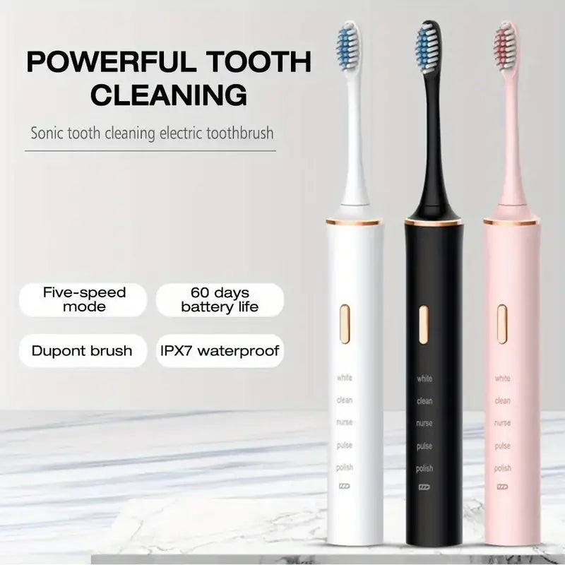 Electric Toothbrush with 5 Modes & 3 Brush Heads
