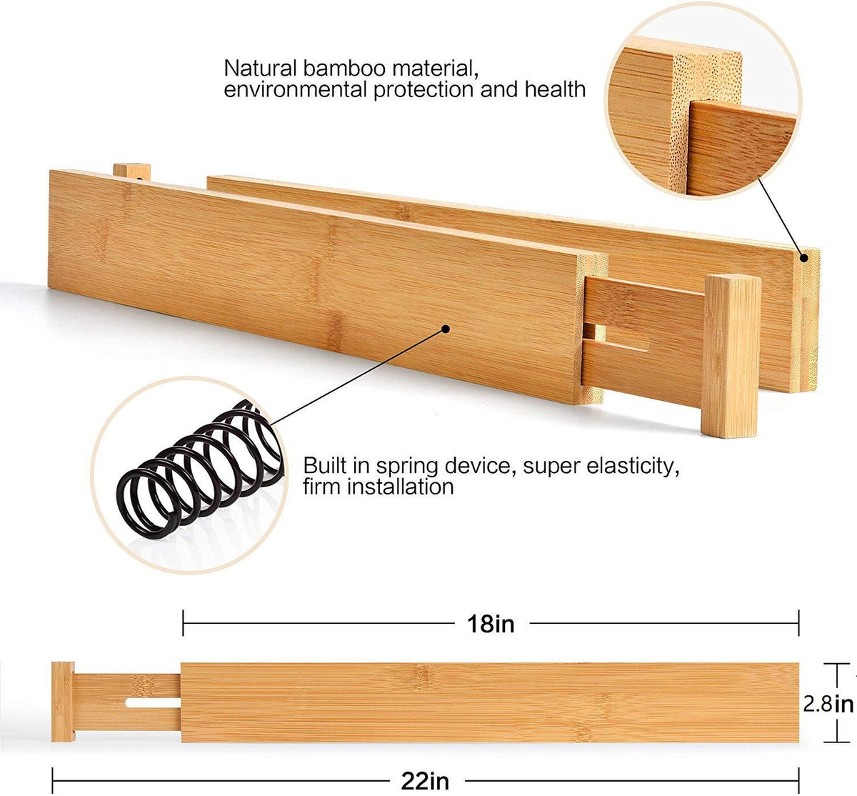 Bamboo Telescopic Drawer Divider for Organizing