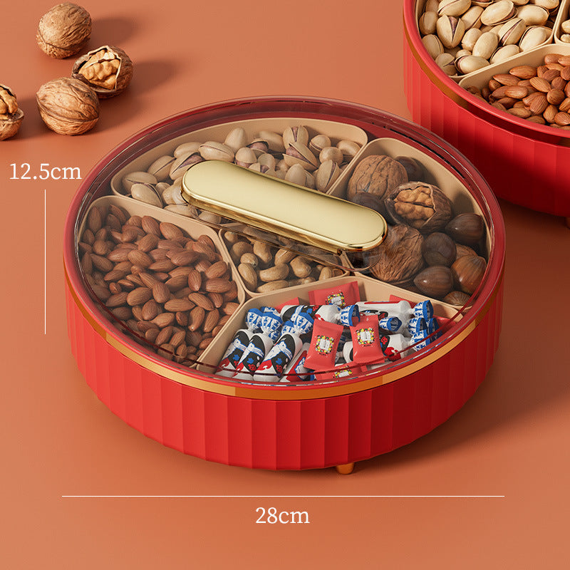 Elegant Rotating Snack Tray with Lid for Fruits & Treats