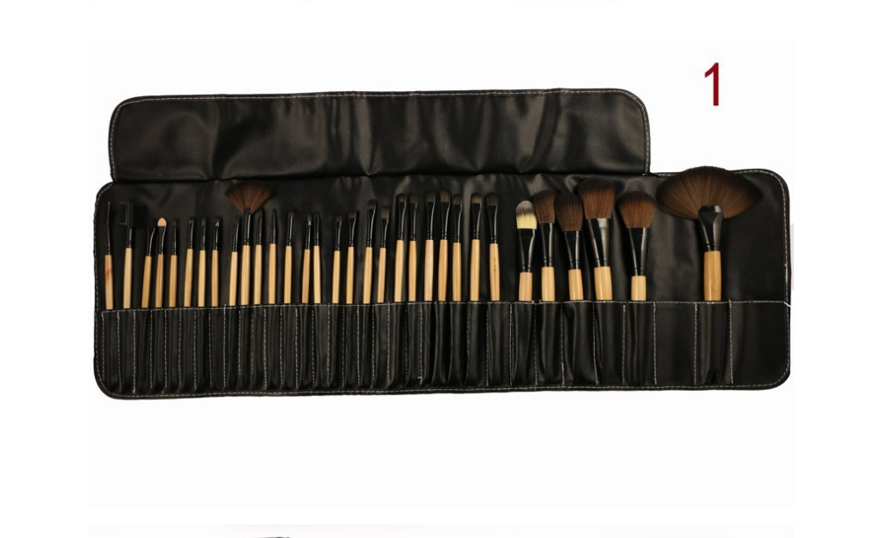 32-Piece Black Synthetic Fiber Makeup Brush Set