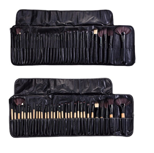 32-Piece Black Synthetic Fiber Makeup Brush Set
